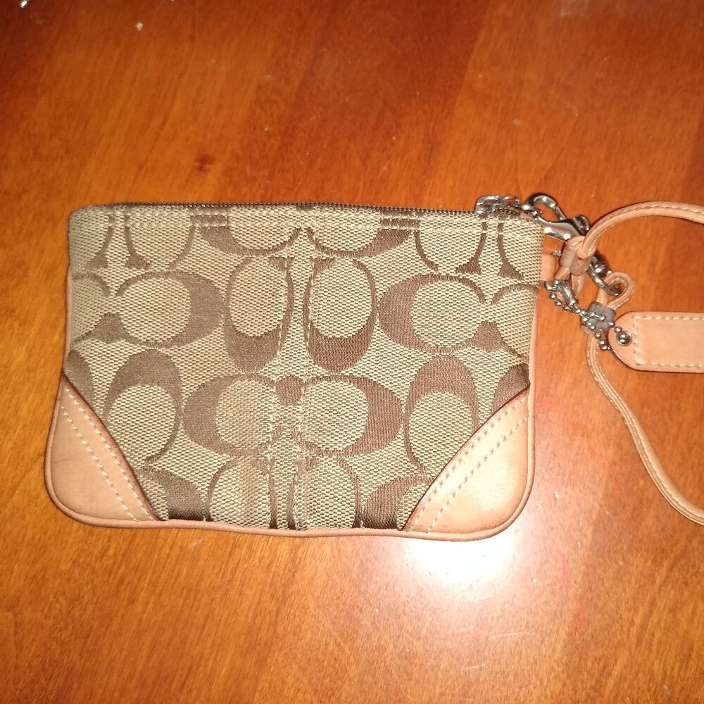 Coach Corner Zip Wristlet in Signature Canvas